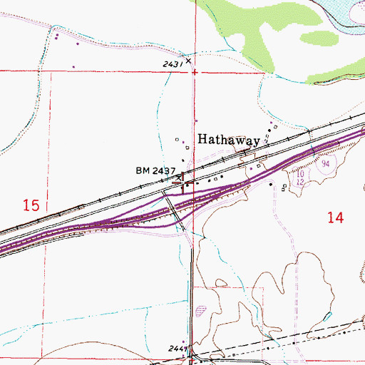 Topographic Map of Hathaway, MT