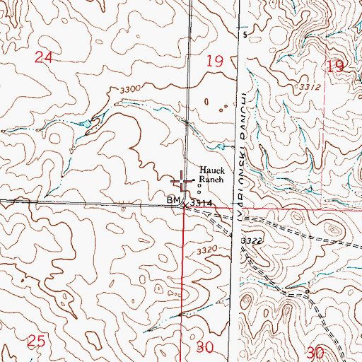 Topographic Map of Hauck Ranch, MT
