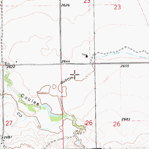 Topographic Map of Havre Irrigation Ditch, MT