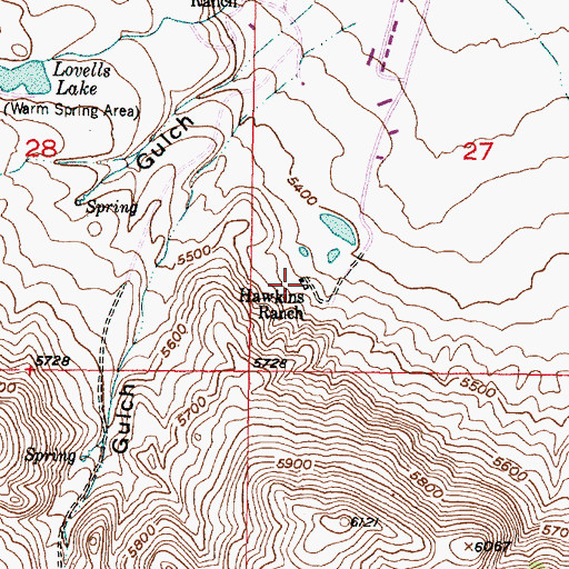 Topographic Map of Hawkins Ranch, MT