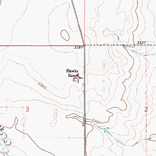 Topographic Map of Hawks Ranch, MT