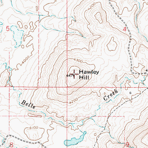 Topographic Map of Hawley Hill, MT