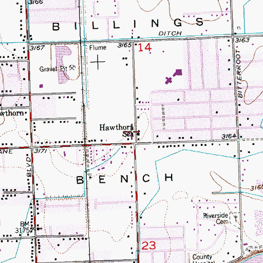 Topographic Map of Hawthorn School, MT