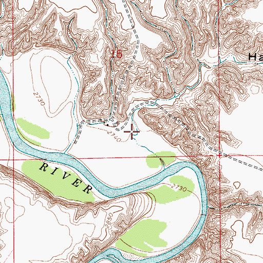 Topographic Map of Hay Coulee, MT