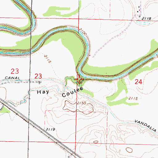 Topographic Map of Hay Coulee, MT