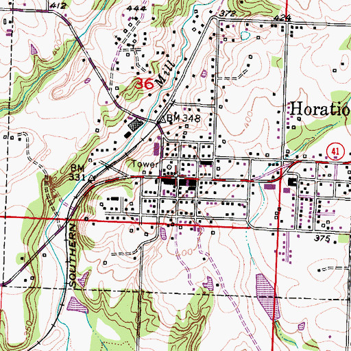 Topographic Map of Horatio, AR
