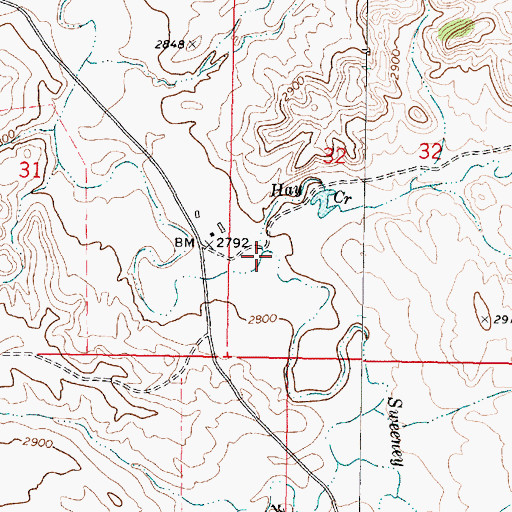Topographic Map of Hay Creek, MT