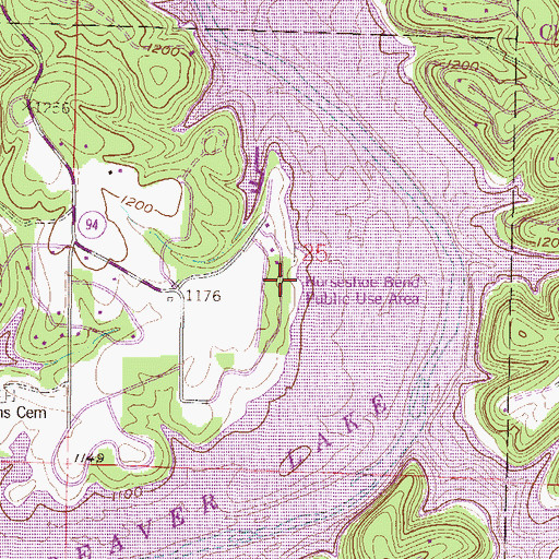 Topographic Map of Horseshoe Bend Public Use Area, AR