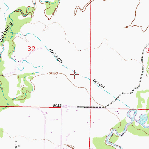 Topographic Map of Hayden Ditch, MT