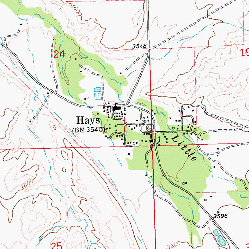 Topographic Map of Hays, MT