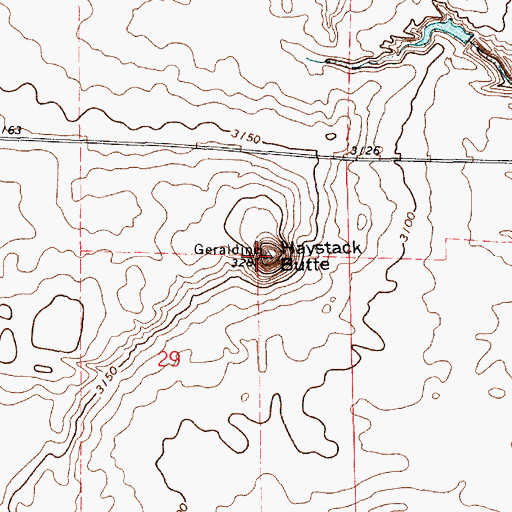 Topographic Map of Haystack Butte, MT