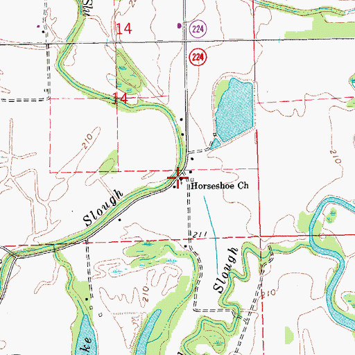 Topographic Map of Horseshoe Baptist Church, AR