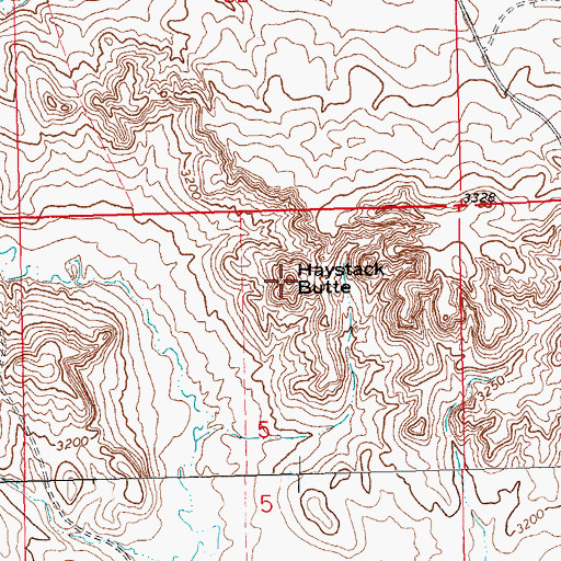 Topographic Map of Haystack Butte, MT