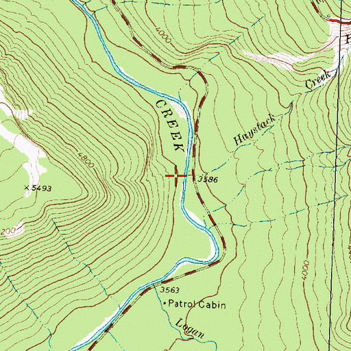 Topographic Map of Haystack Creek, MT