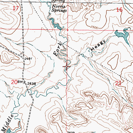 Topographic Map of Heagy Coulee, MT