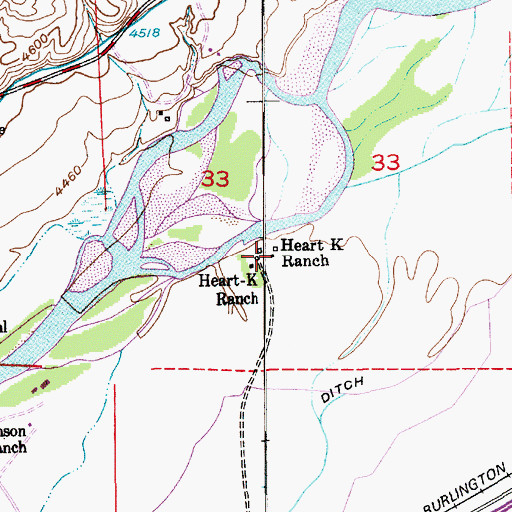 Topographic Map of Heart K Ranch, MT