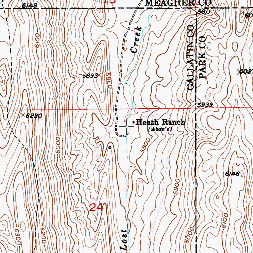 Topographic Map of Heath Ranch, MT