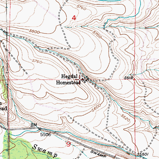 Topographic Map of Hegdal Homestead, MT