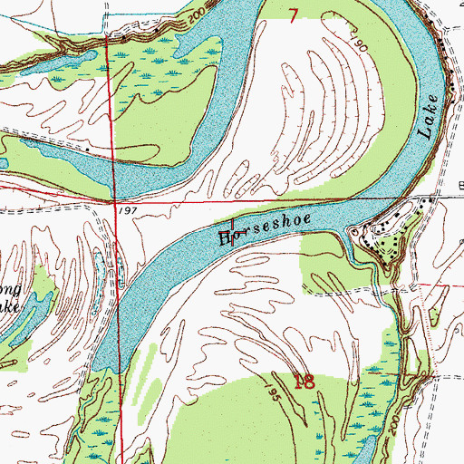 Topographic Map of Horseshoe Lake, AR