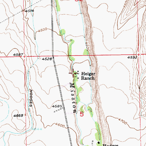 Topographic Map of Helger Ranch, MT