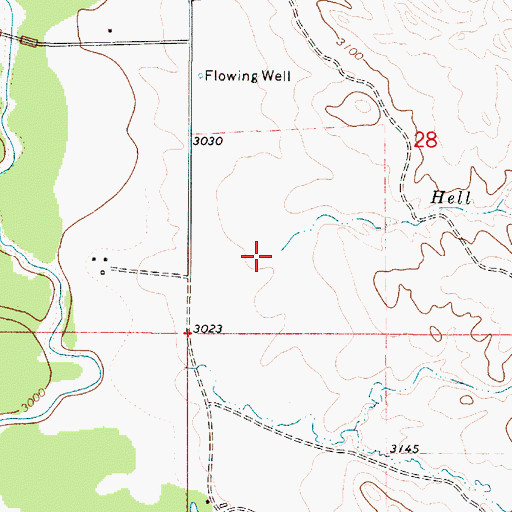Topographic Map of Hell Creek, MT