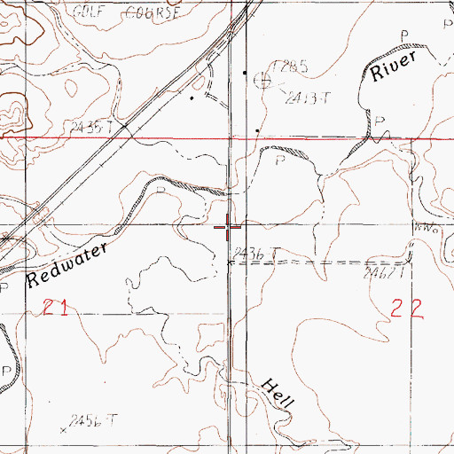 Topographic Map of Hell Creek, MT