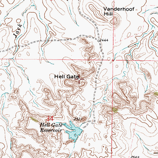 Topographic Map of Hell Gate, MT