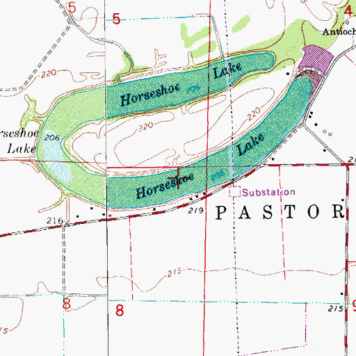 Topographic Map of Horseshoe Lake, AR