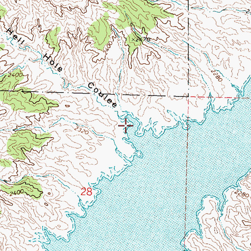 Topographic Map of Hell Hole Coulee, MT