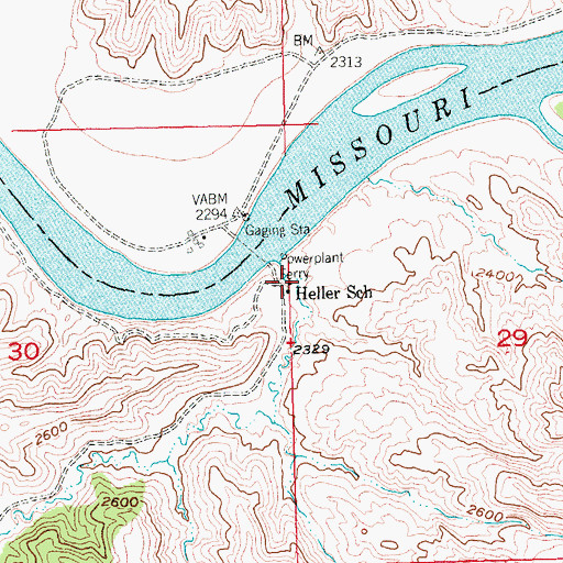 Topographic Map of Heller School (historical), MT