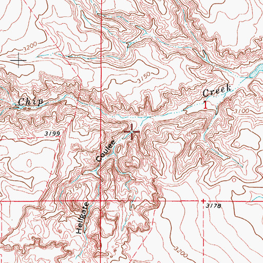 Topographic Map of Hellgate Coulee, MT