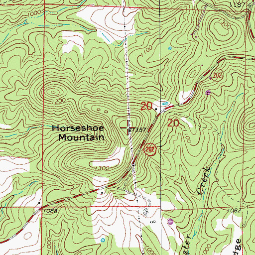 Topographic Map of Horseshoe Mountain, AR