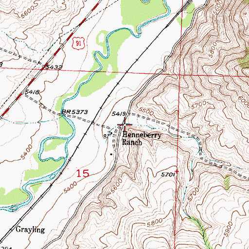 Topographic Map of Henneberry Gulch, MT