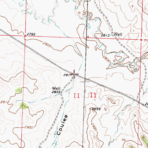 Topographic Map of Henryson Coulee, MT