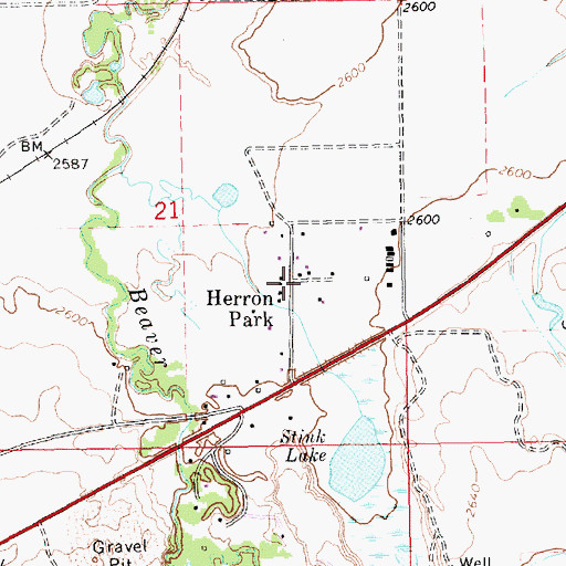 Topographic Map of Herron Park, MT