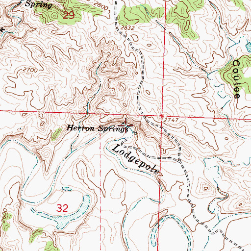 Topographic Map of Herron Springs, MT