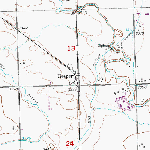 Topographic Map of Hesper, MT