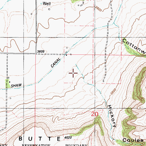 Topographic Map of Hickory Coulee, MT