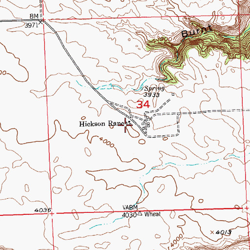 Topographic Map of Hickson Ranch, MT