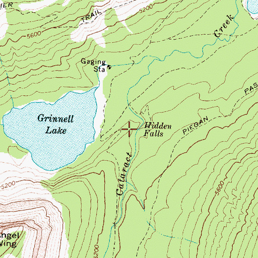 Topographic Map of Hidden Falls, MT