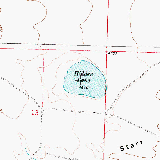 Topographic Map of Hidden Lake, MT