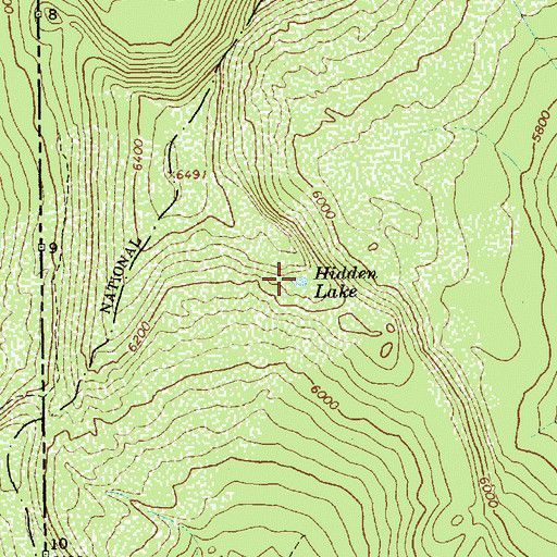 Topographic Map of Hidden Lake, MT