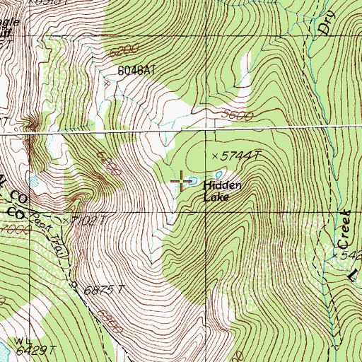 Topographic Map of Hidden Lake, MT