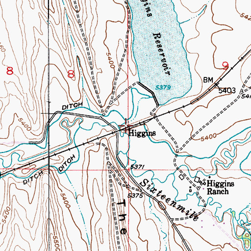Topographic Map of Higgins, MT