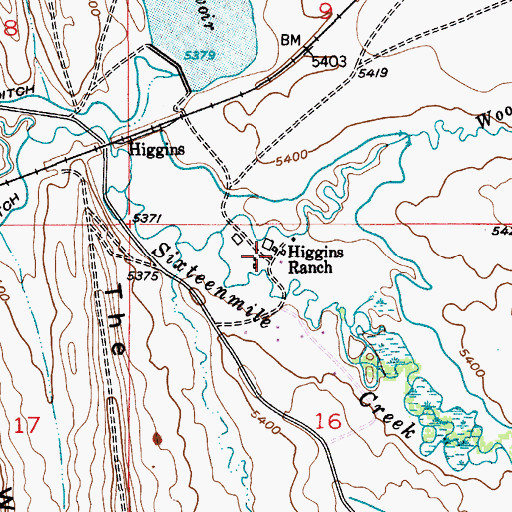 Topographic Map of Higgins Ranch, MT