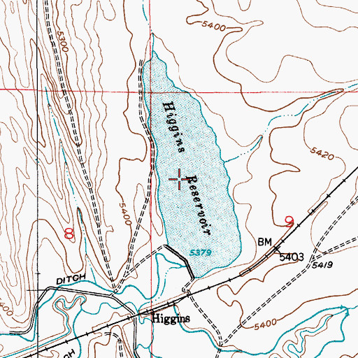 Topographic Map of Higgins Reservoir, MT