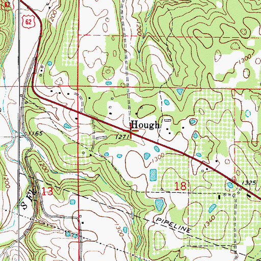 Topographic Map of Hough, AR