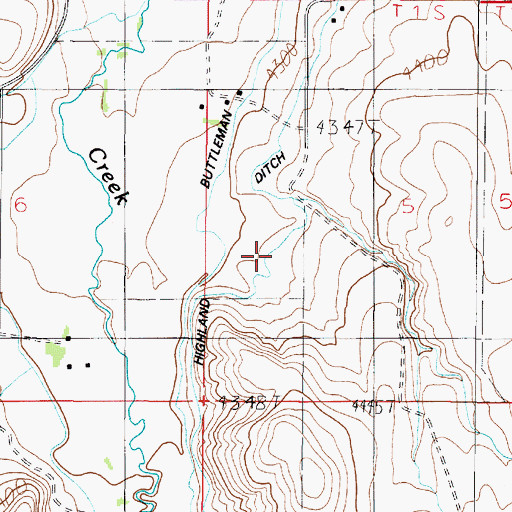 Topographic Map of Highland Ditch, MT