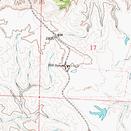 Topographic Map of Hill Ranch, MT