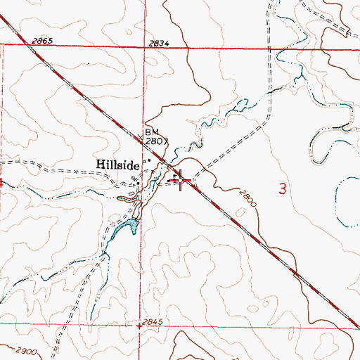 Topographic Map of Hillside, MT
